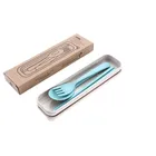 3pieces/Set Natural Wheat Straw Dinnerware Sets Portable Travel Spoon Fork Chopsticks Cutlery Set