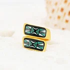 New Arrival Jiade Mingcheng Culture Creative Blue Statement 18K Gold Plated Copper lovers Ring Jewelry