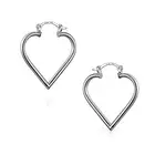 925 Sterling Silver Large Heart Shaped Tube Big Hoop Earrings For Women