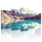 Beautiful Lake Canvas Wall Art for Modern Bathroom Wall Decoration Mountain and Forests Oil Painting Framed
