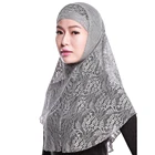Shawl Lace Trendy Ice Silk Shawl Girl Latest Fashion Lace Style Muslim Two-piece Jersey Hijab Modern Hijab