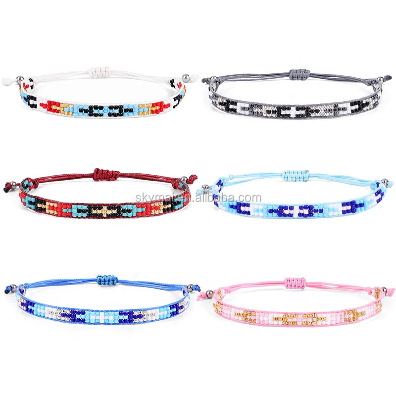 Cheap Promotion friendship gift bracelet colorful seed bead braided colorful bracelet handmade for women