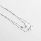 Abiding Custom Unique Design 925 Sterling Silver Two Chains Round Crystal and Antlers Pendent Necklace Girls