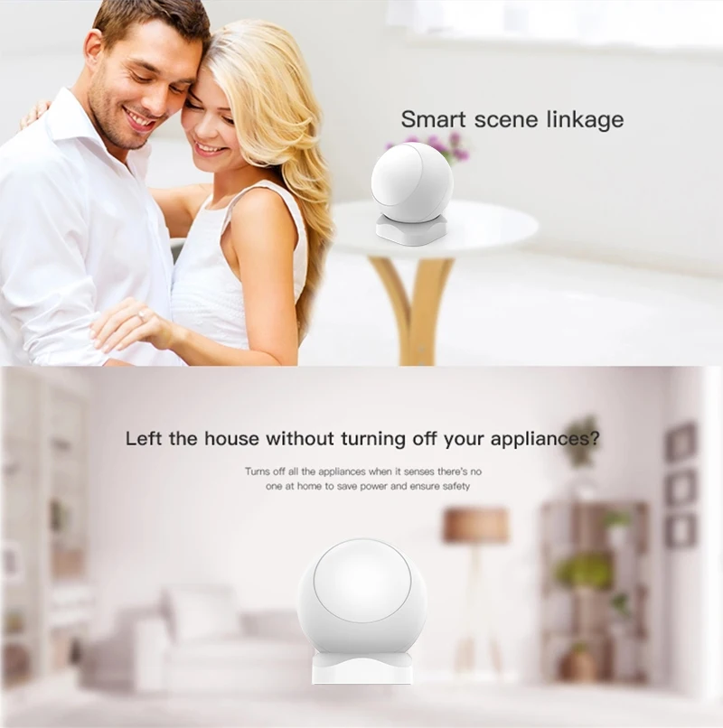 2019 new wireless motion detector PIR sensor smart home Zigbee APP alarm control - ANKUX.COM