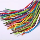 Hot Sale Custom Solid Color Black And White Oval Polyester Shoelace Colorful