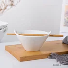 ブランク白ラーメンボウル磁器サービングボウルセット格安カスタム日本エンボス加工セラミック米 noddle ボウルと箸