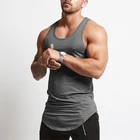 Custom Cotton Gray Sleeveless Stringer Mens Tank Top For Gym