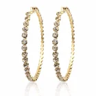 Rihanna Style nightclub shiny bright diamond earrings for women exaggerated large diamond hoop earrings