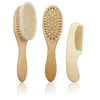 Amazon supplier Natural wooden goat hair baby hair brush comb set grooming kit
