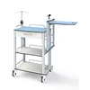 Hospital medical treatment room trolley with side table and IV rod