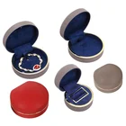New style circular arc pu leather jewelry ring pendant bangle necklace box with LED light