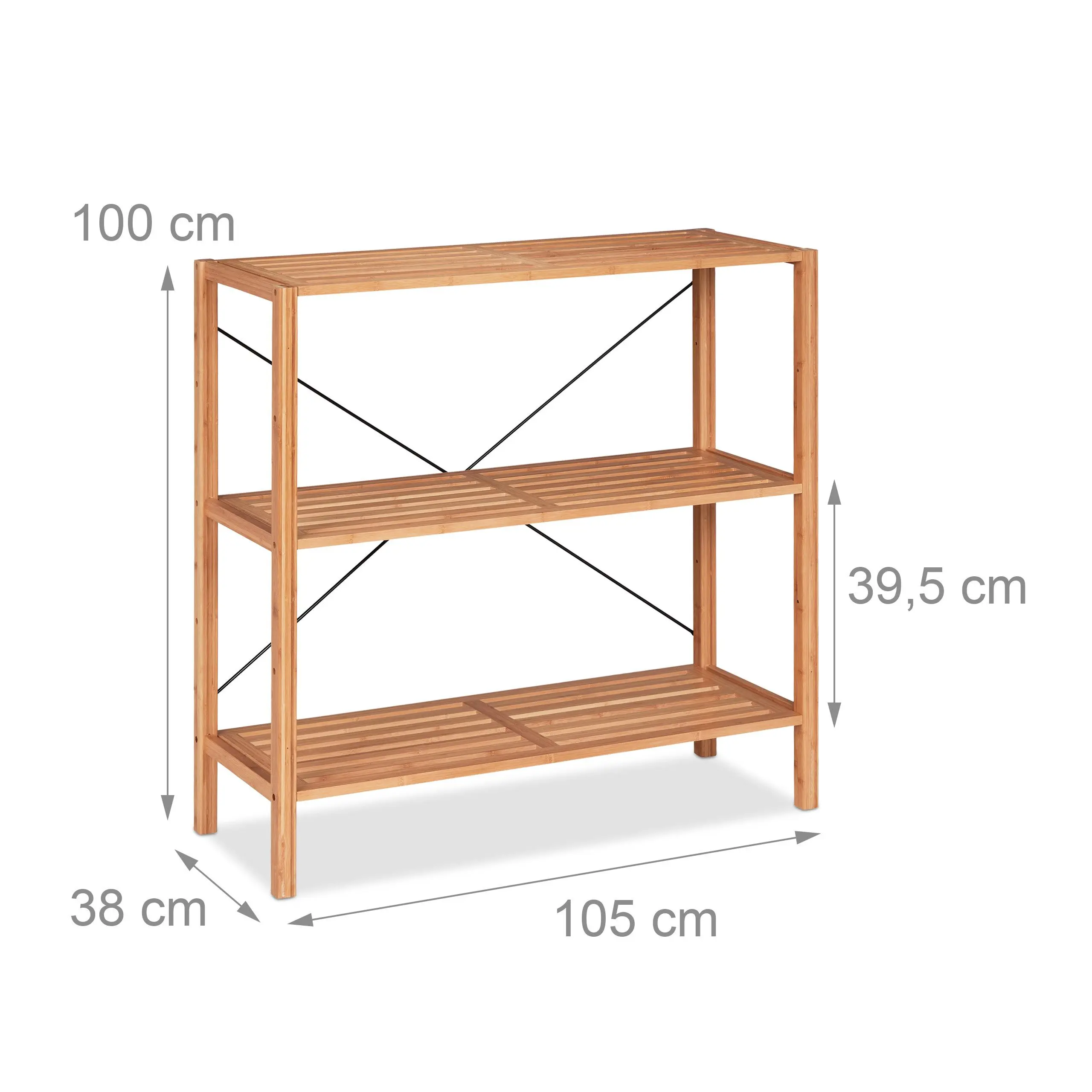 Modern Bamboo Bookshelf,Bookcase And Storage Shelf With 3 Tiers,Ideal For Living Room,Bathroom,Kitchen,Office