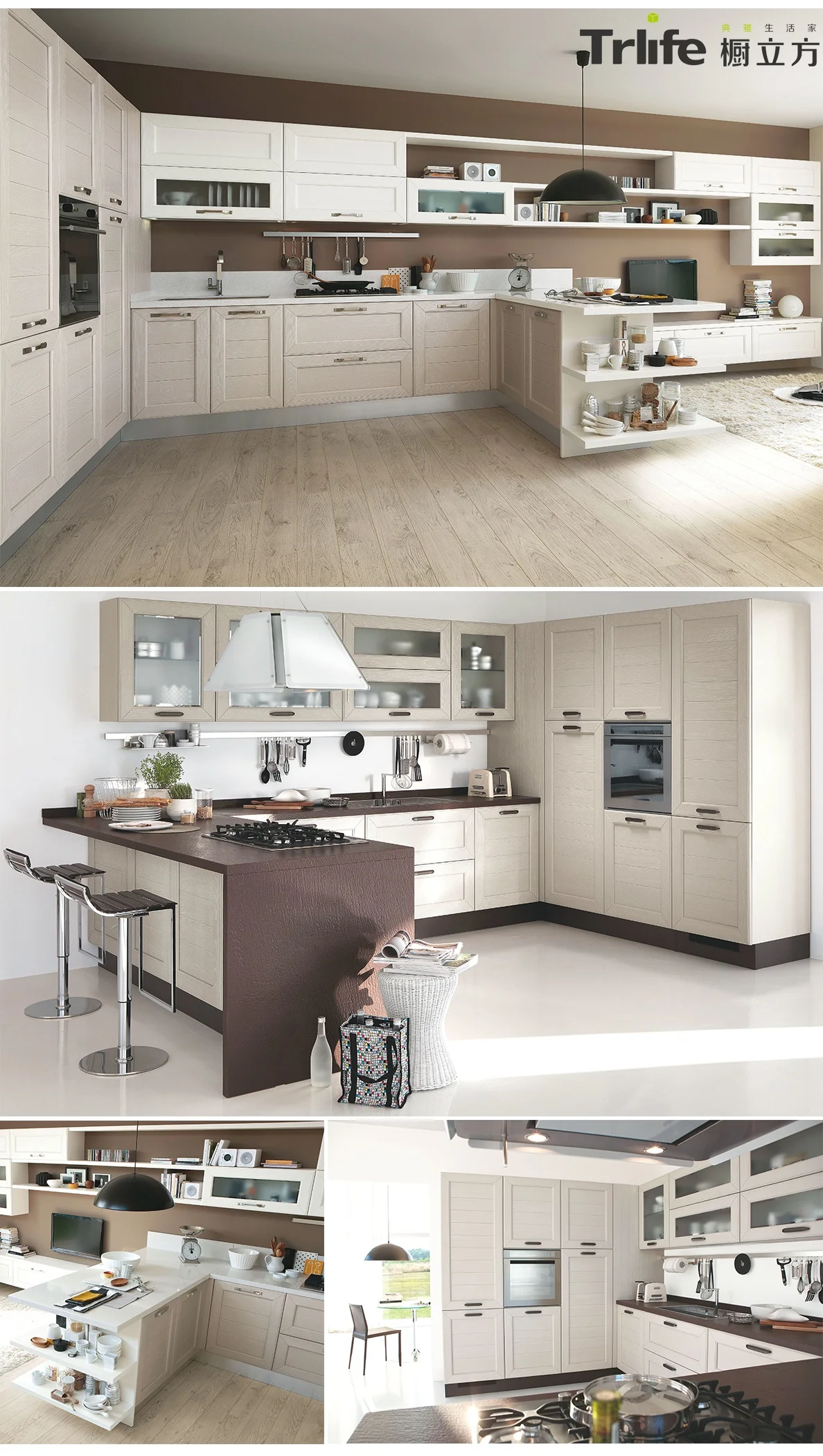 American style modern  kitchen design solid wood kitchen cabinet custom wooden kitchen cabinets