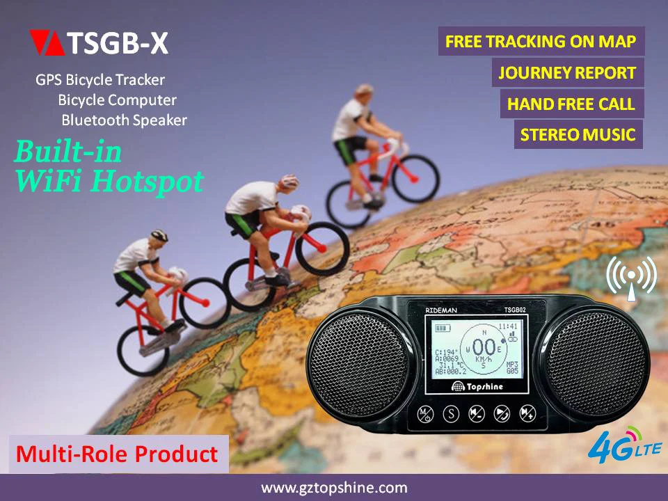 Portable Bluetooth Speaker with GPS tracking WiFi Hotspot Share LCD