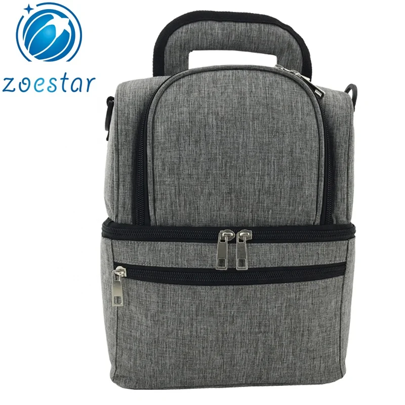 Portable Two Decks Insulated Lunch Backpack Food Lunch Container Holder Cooler Bag