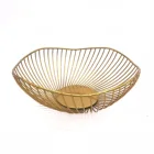 Gold Oval Round Food Storage Organizer Metal Wire Fruit Egg Basket