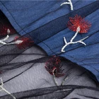 Long Dress 3 Quater Sleeve Perspective Floral Embroidered Lace Women's Maxi Jeans Long Dress