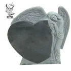 China Granite Western Style hand made headstone with angel statue for cemetery