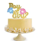 Baby Shower He Or She Cake Mirror Gold Acrylic Cake Topper For Baby Shower Dessert Decoration