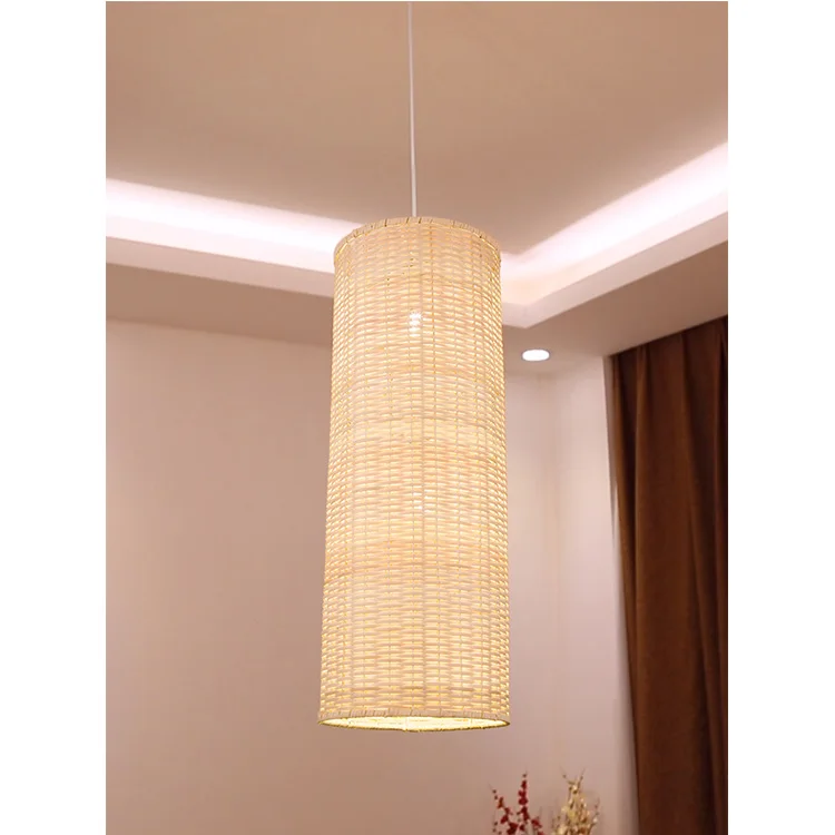 Vintage handmade rattan bamboo weaving natural wooden E27  home deco pendant light