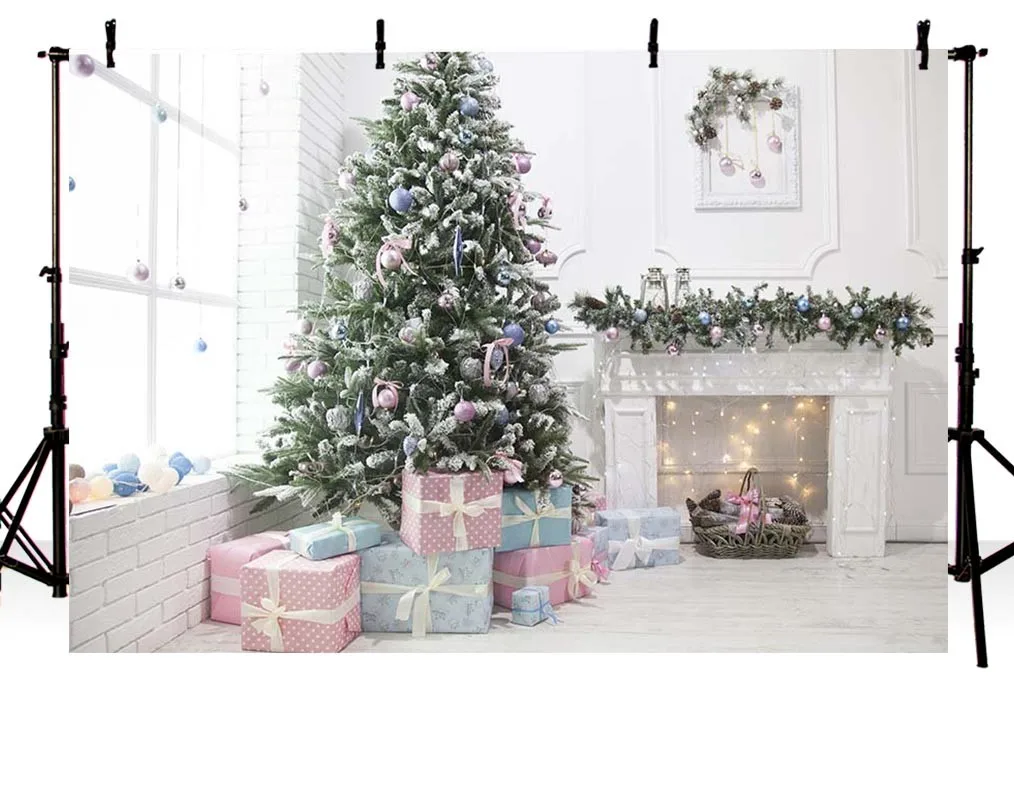 7x5ft الصورة خلفية عيد الميلاد عيد الميلاد شجرة التصوير عيد الميلاد الجورب و هدية مربع التصوير خلفية ل الطفل