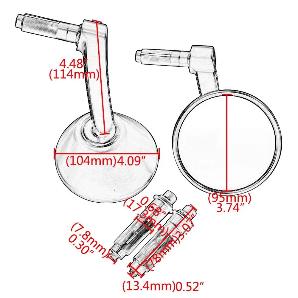 Motorbike Adjustable Bar End Round Rearview Handlebar Mount Mirror For Harley Spostster Bobber Chopper Cafe Racer Tracker