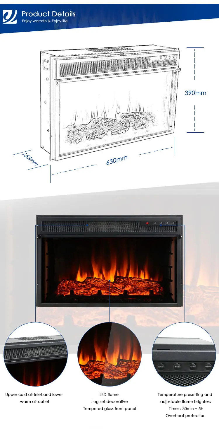 Antique design 220~240V 50Hz built-in free standing fireplace