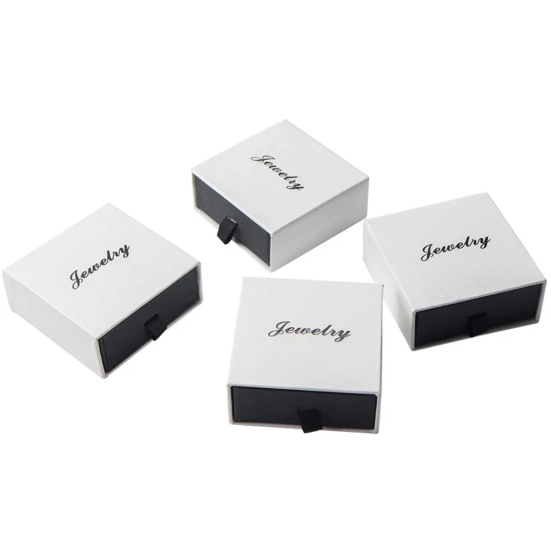 custom white cardboard jewelry packaging slide gift box drawer