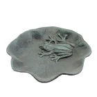 Garden decoration handmade cast iron crafts frog lotus leaf bird feeding bowl for home decoration