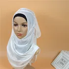 Latest arab hot drill white scarf custom chiffon hijab scarf 2019 muslim