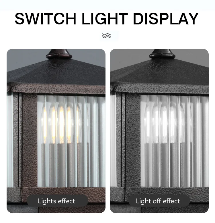 Classical Outdoor Lighting Fixtures Doorway Garden Stripe Glass Pillar Lights