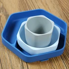 HEORSHE One-piece Food Grade Baby Feeding Placemat Silicone Baby Plate And Bowls For Children Kids Baby With Spoon