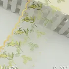 Yellow green leaves guangzhou stock wholesale tulle embroidery lace trim