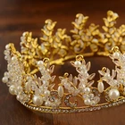 HG110 Baroque gold wedding crystal crown full round bridal tiaras and crown