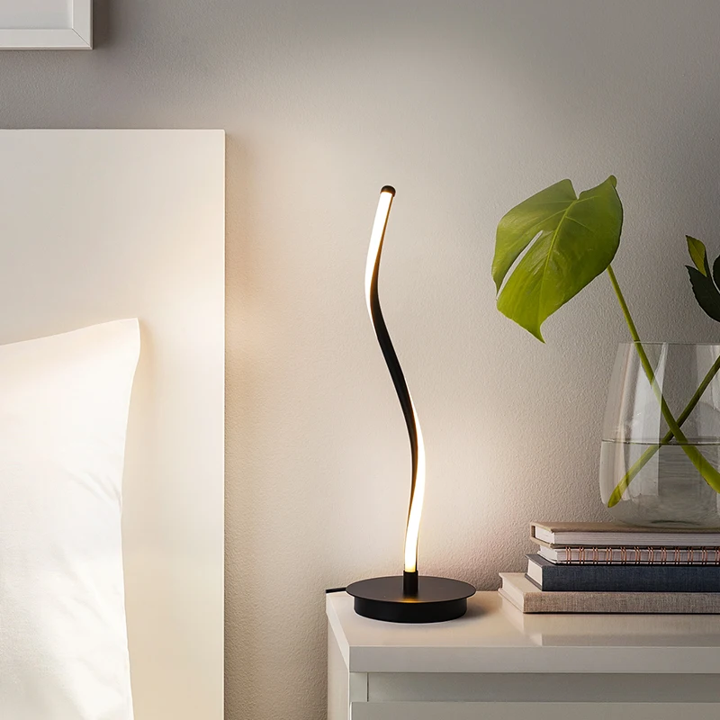 Simple modern spiral slim linear dimmable desk lamp for bedroom LED table light