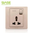 3 Pin Golden Electric Decorative Switches and Sockets