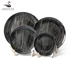 JK black wood grain designer bone china dinnerware sets embossed china porcelain dinner sets