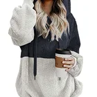 High Quality Fashion Winter Women Hoodie Color block Furry Pullover Customized Cropped Women Hoodie