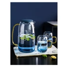 Large capacity colorful borosilicate glass water jug set with cups