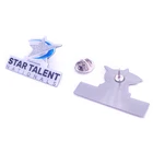custom offset printing glitter metal badge lapel Pins with epoxy dome star lapel pin