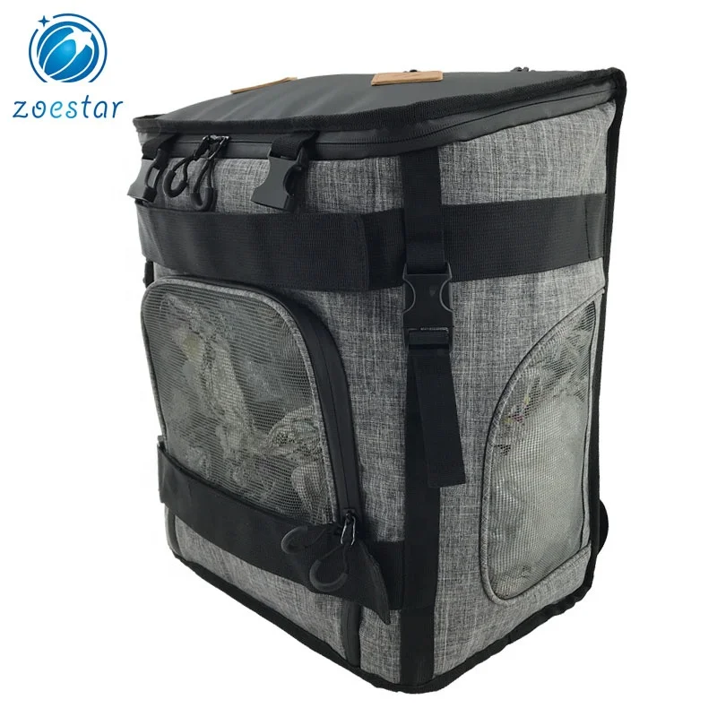 Foldable Polyester Pet Carrier Backpack with Mesh Windows Cat Puppy Transport Holder Bag