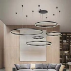 Round Led Ring Chandelier Decorative Circle Matt Black Pendant Light