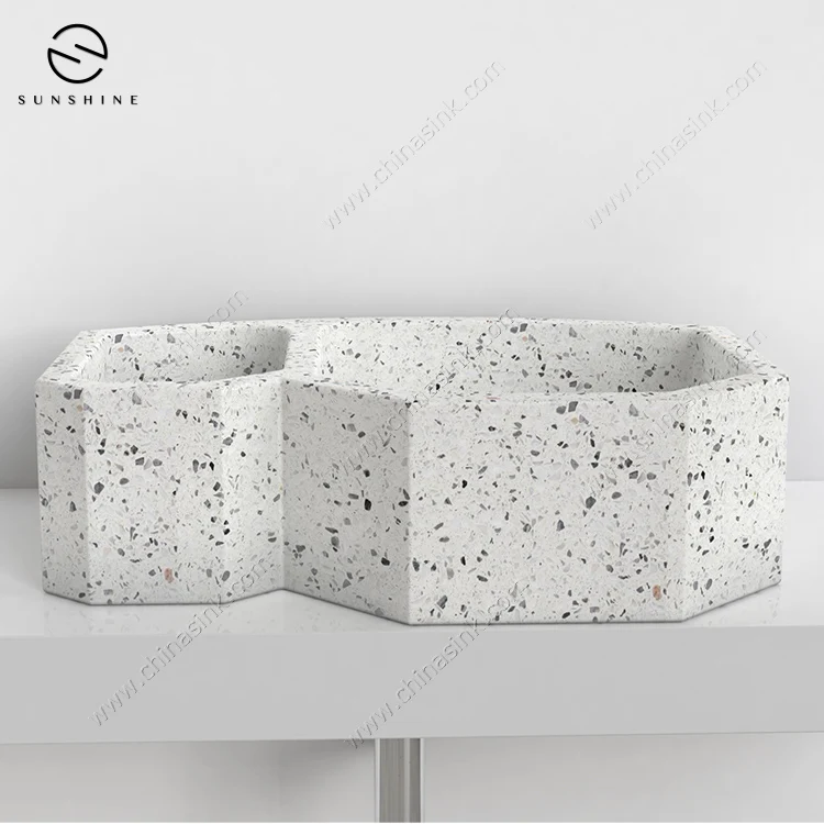 Customized Design Artificial Stone Inorganic Terrazzo Concrete Kitchen Sink