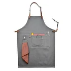 Waterproof Custom Logo Adjustable Aprons With Pockets ,Waxed Canvas Garden Tool Work Aprons Barber Aprons
