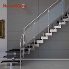 Home Building Mono Stringer Stair Kits L Shaped Staircase Design with Thick Oak Treads