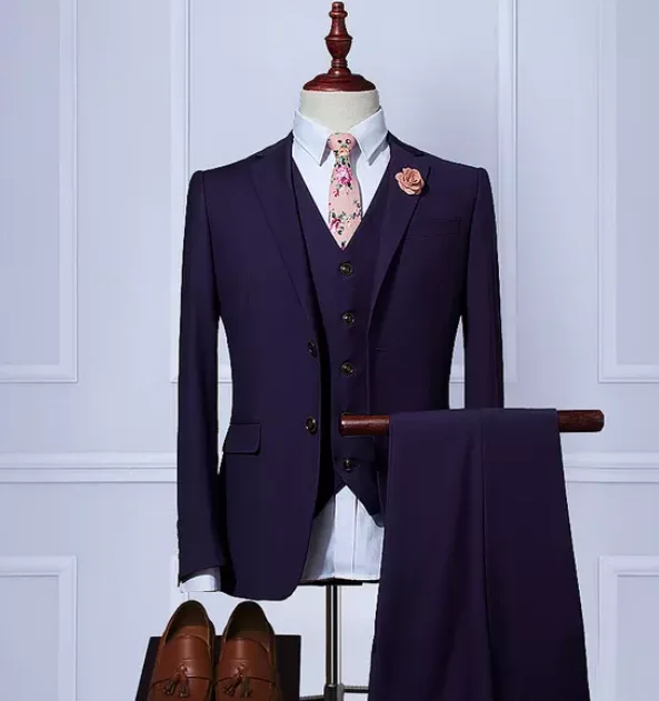 Mens 3 Piece Linen Suit Set Blazer Jacket Tux Vest Suit Pants