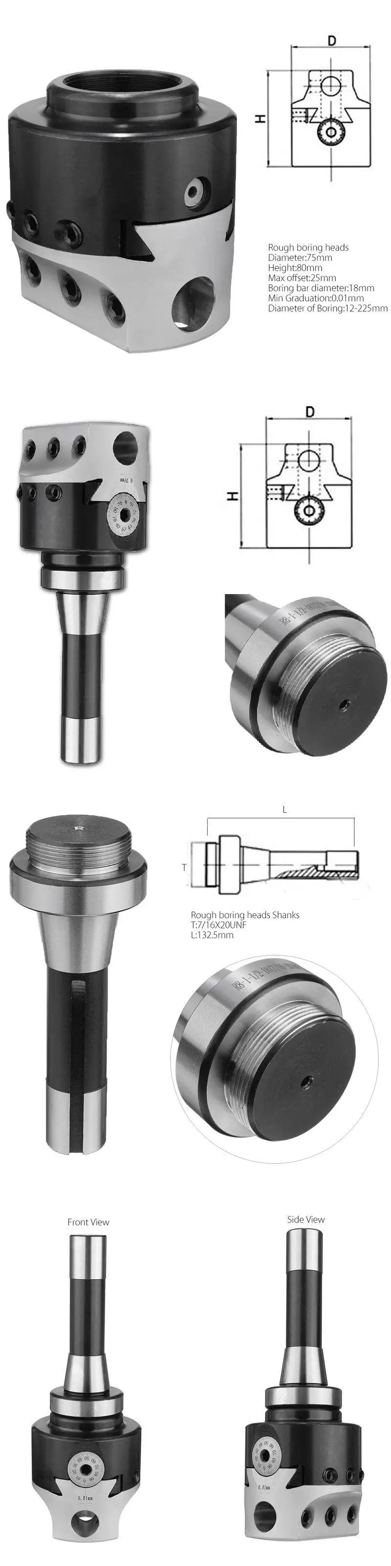 R8 boring head shanks