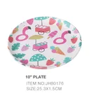 Eco-friendly biodegradable food safe bamboo fiber round plate dinner dish with cartoon design