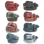 Belt Western Belt 2020 Western Cowboy PU Leather Blue Bling Bling Rhinestones Rock Star Men Belt Cinturon Mujer