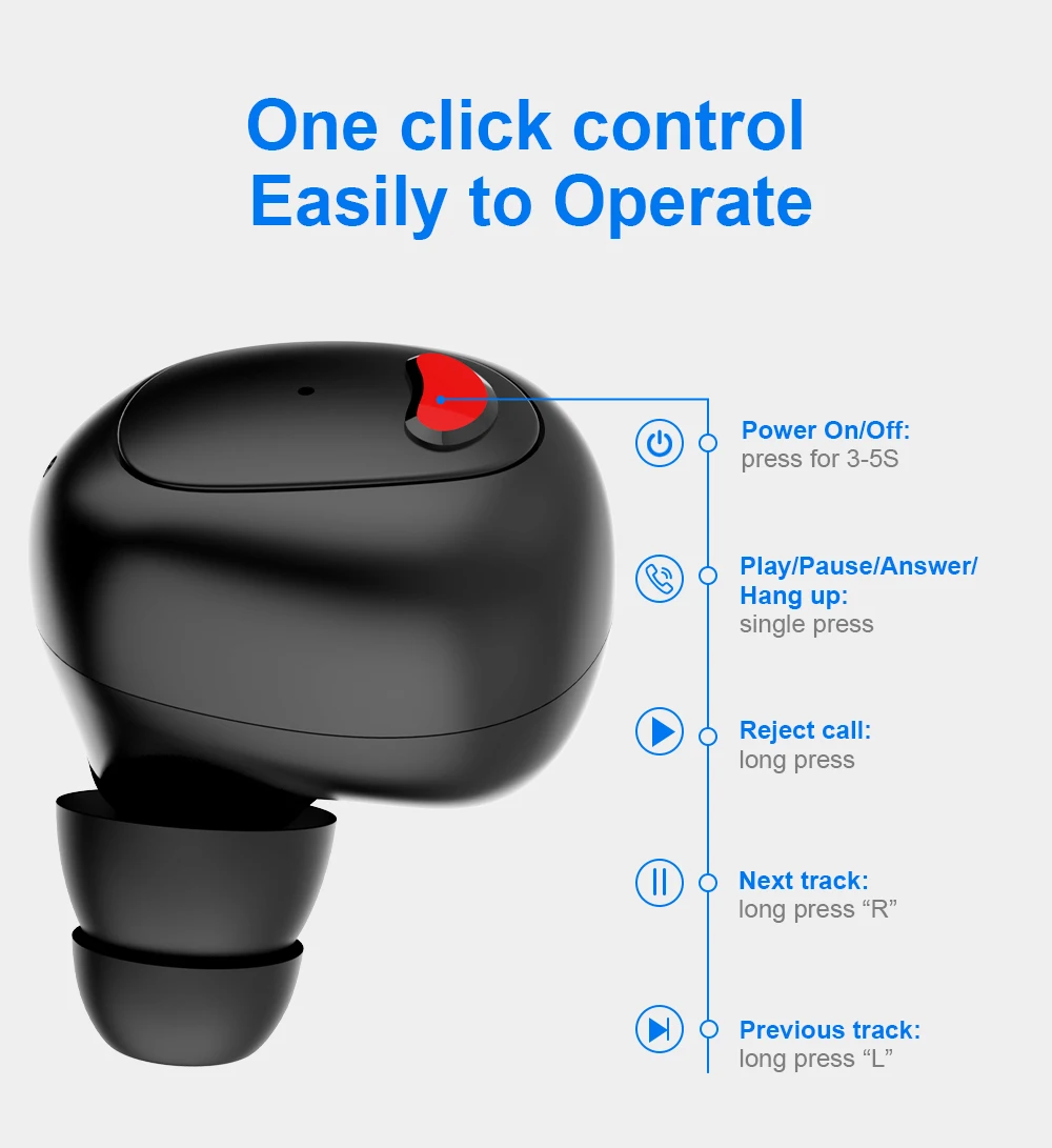 New Bee NB-T01 Wireless V5.0 TWS Earphone with Charging Case - ANKUX.COM